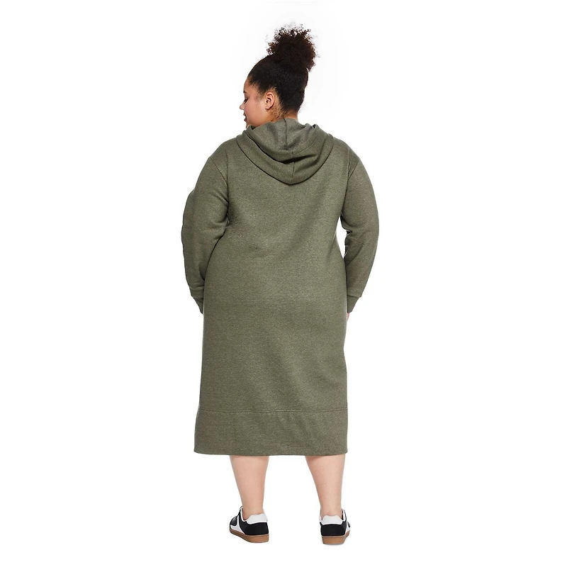 Robe mi-longue en molleton avec capuchon George Plus pour femmes