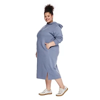 George Women's Plus Hooded Fleece Midi Dress, Sizes 1X-4X
