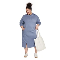 George Women's Plus Hooded Fleece Midi Dress, Sizes 1X-4X