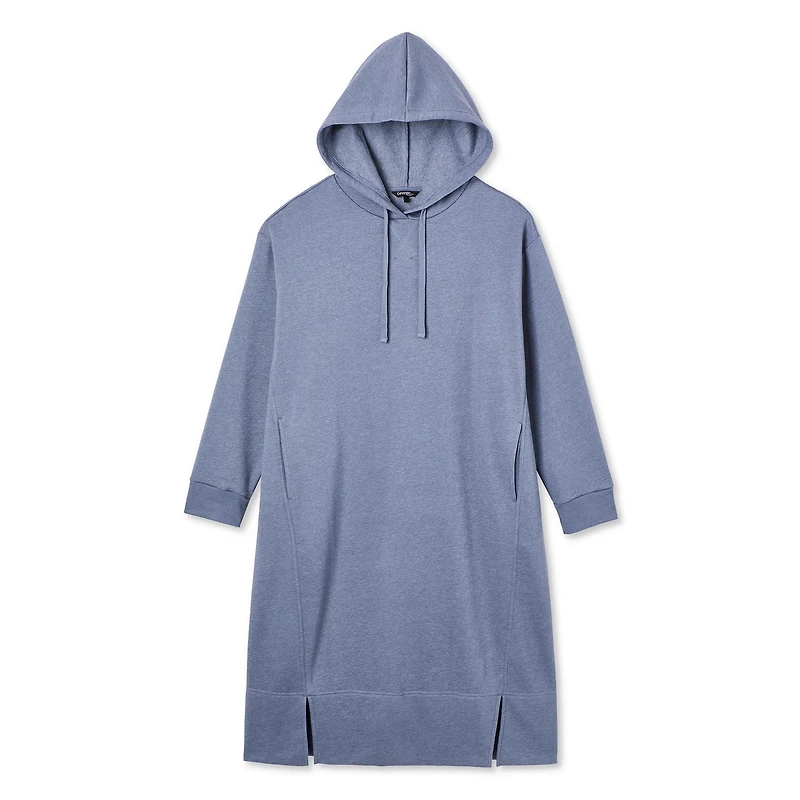 George Women's Plus Hooded Fleece Midi Dress, Sizes 1X-4X
