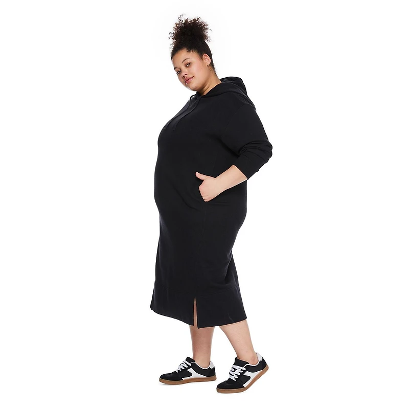 Robe mi-longue en molleton avec capuchon George Plus pour femmes