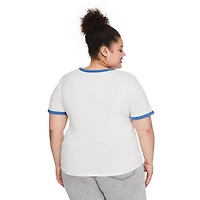 T-shirt à bordure contrastante Stitch Disney Plus pour femmes Tailles 1X-4X