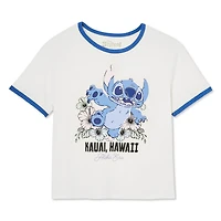 T-shirt à bordure contrastante Stitch Disney Plus pour femmes Tailles 1X-4X