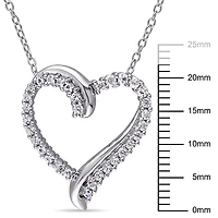 Pendentif de 18 po en forme cœur Miabella avec saphirs blancs synthétiques 0,75 CT PBT en argent sterling