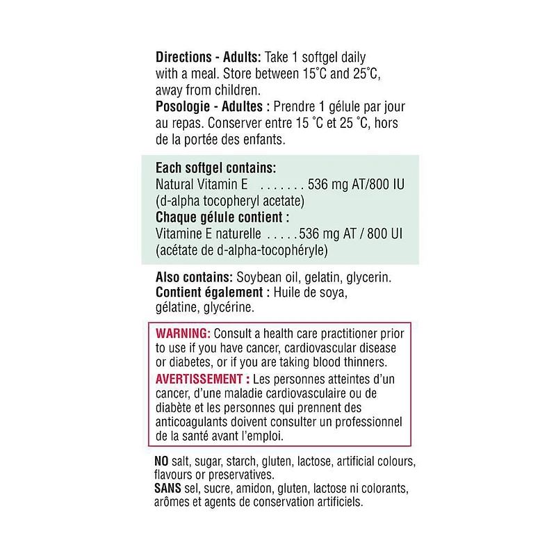 Jamieson Vitamin E 800 IU/536 mg AT Softgels, 50 softgels