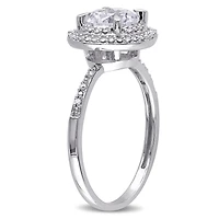 Miabella 1.63 Carat T.G.W. Created White Sapphire and Diamond-Accent 10 K White Gold Halo Ring