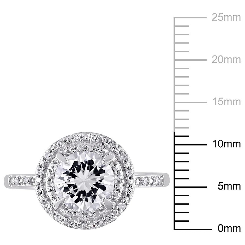 Miabella 1.63 Carat T.G.W. Created White Sapphire and Diamond-Accent 10 K White Gold Halo Ring