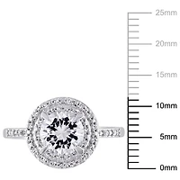 Miabella 1.63 Carat T.G.W. Created White Sapphire and Diamond-Accent 10 K White Gold Halo Ring