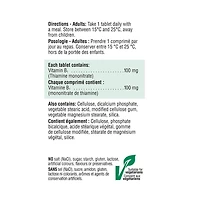 Jamieson Vitamin B1 Thiamine 100 mg Tablets, 100 tablets