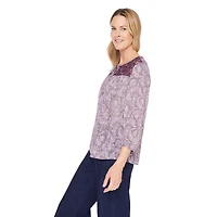 Iyla Women's Lace Trim Peasant Blouse