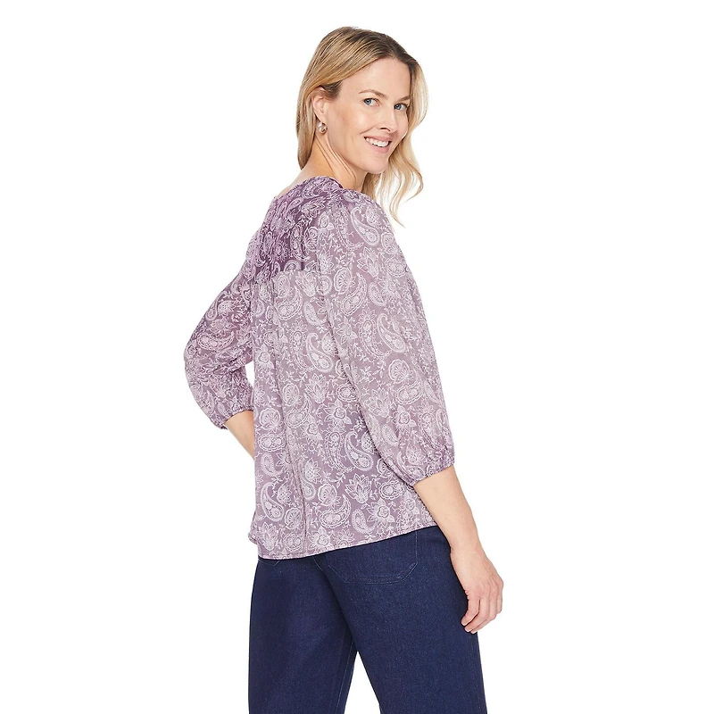 Iyla Women's Lace Trim Peasant Blouse