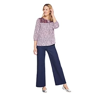 Iyla Women's Lace Trim Peasant Blouse