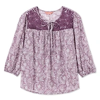 Iyla Women's Lace Trim Peasant Blouse