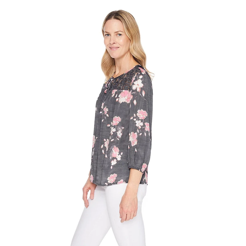 Chemisier paysan avec garniture en dentelle Iyla pour femmes