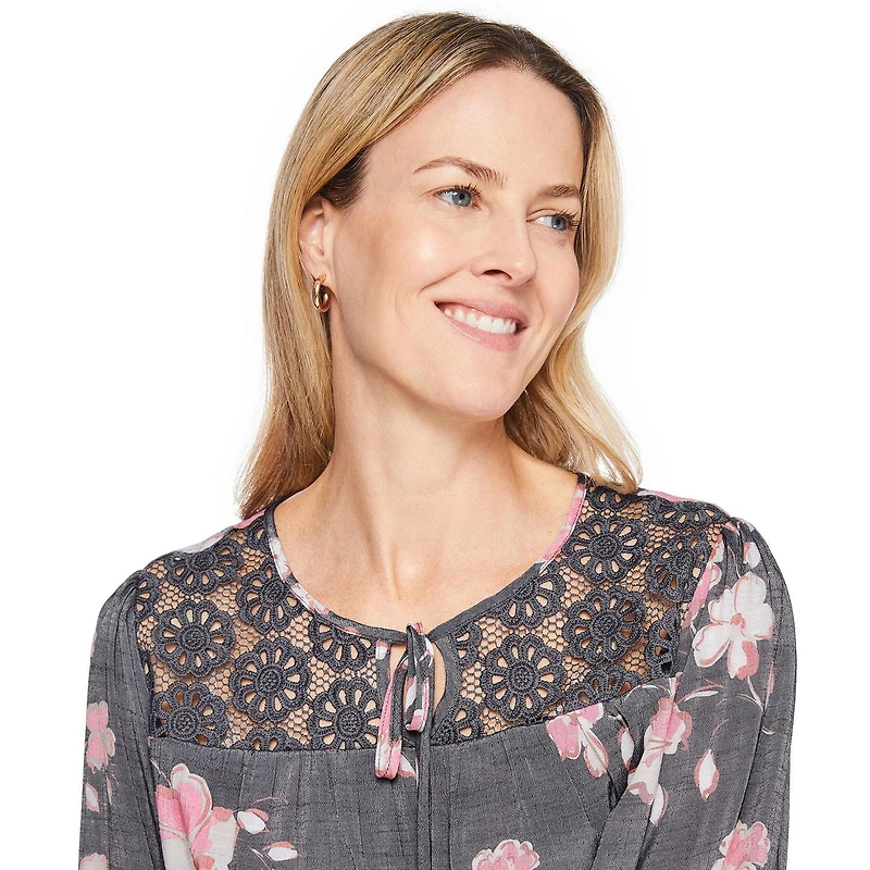 Chemisier paysan avec garniture en dentelle Iyla pour femmes