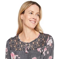 Chemisier paysan avec garniture en dentelle Iyla pour femmes