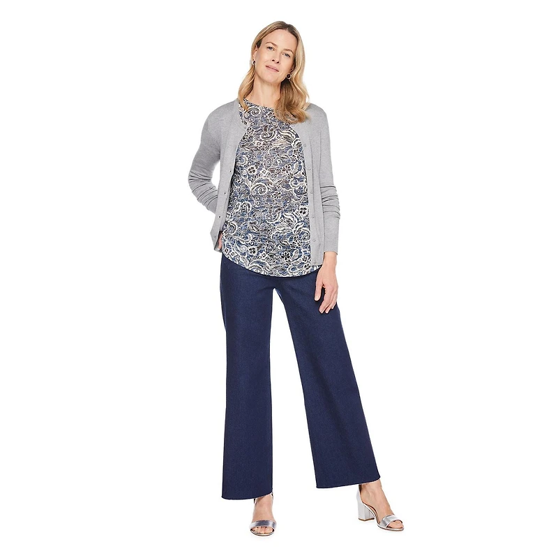 T-shirt à manches 3/4 à motif usé Iyla pour femmes Tailles P-TTG