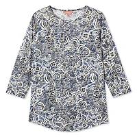 T-shirt à manches 3/4 à motif usé Iyla pour femmes Tailles P-TTG