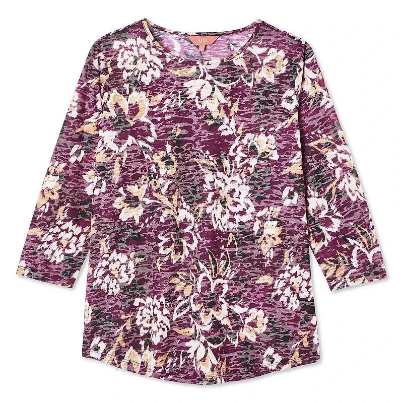 T-shirt à manches 3/4 à motif usé Iyla pour femmes