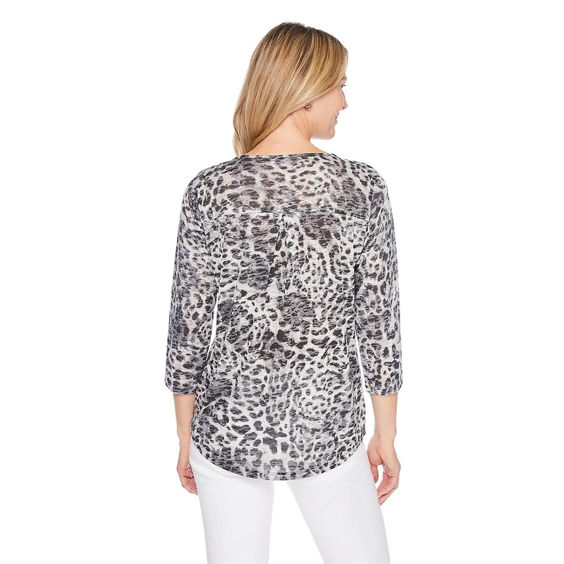 Iyla Women's 3/4 Sleeve Burnout Tee, Sizes S-XXL