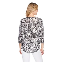Iyla Women's 3/4 Sleeve Burnout Tee, Sizes S-XXL