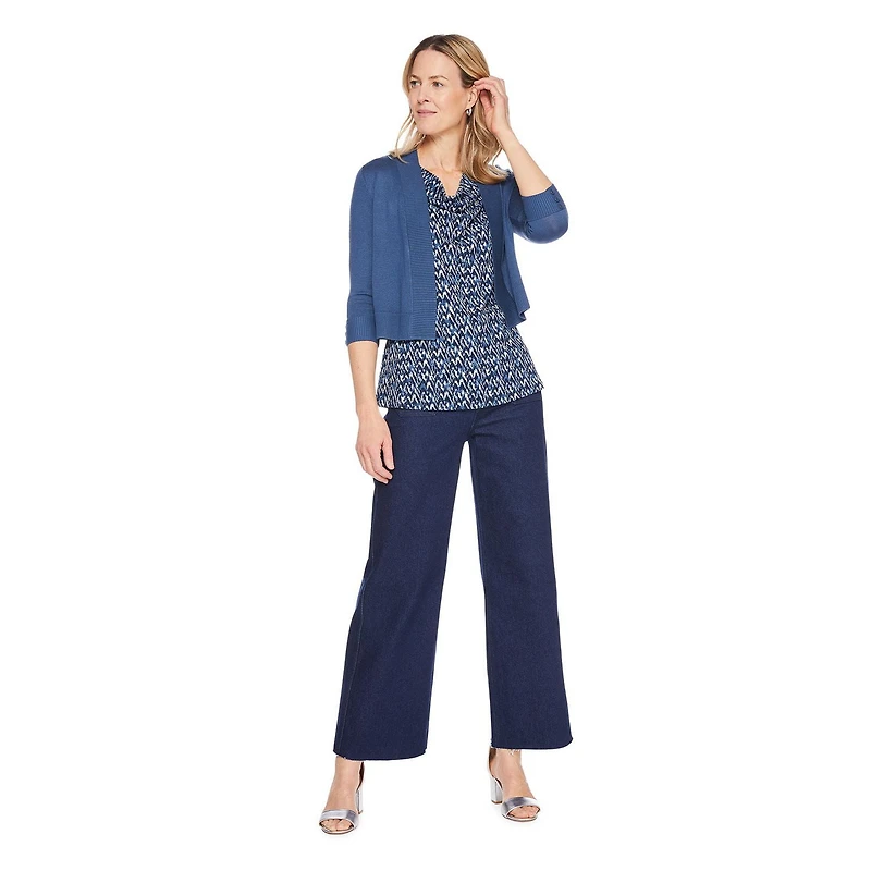 Veste courte en tricot avec manches aux coudes Iyla pour femmes Tailles P-TTG