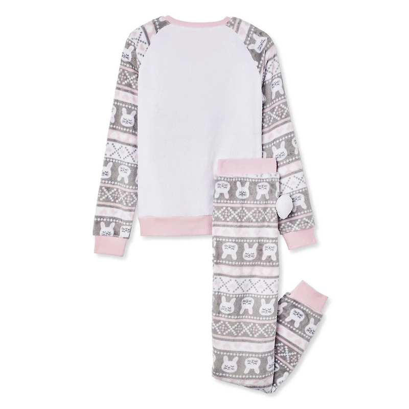 George Girls' Plush 2-Piece PJ Set with 3D Ears and Tail