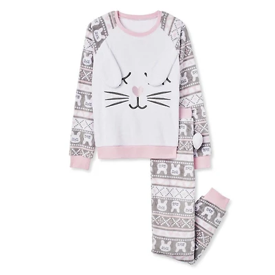 Pyjama 2 pièces en peluche avec oreilles et queue 3D George pour filles