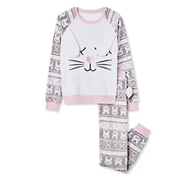 Pyjama 2 pièces en peluche avec oreilles et queue 3D George pour filles