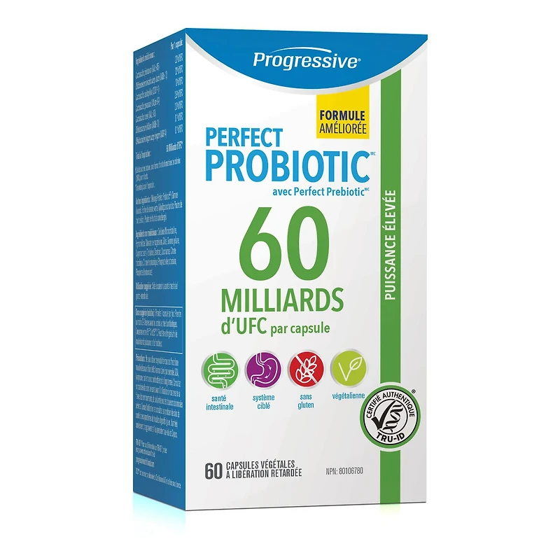 Progressive Probiotique parfait 60 milliards d'UFC , 60 capsules