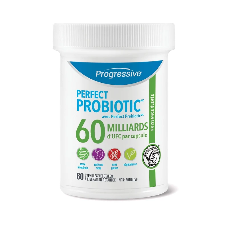 Progressive Probiotique parfait 60 milliards d'UFC , 60 capsules