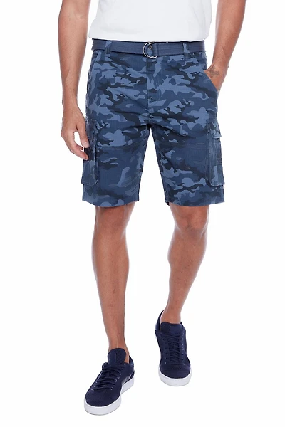 Jeaniologie ™ Short Cargo Ceinturé pour Homme - Camo bleu Taille 28-38