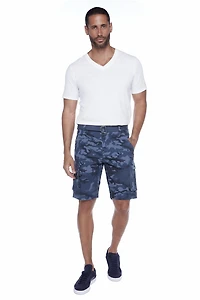 Jeaniologie ™ Short Cargo Ceinturé pour Homme - Camo bleu Taille 28-38