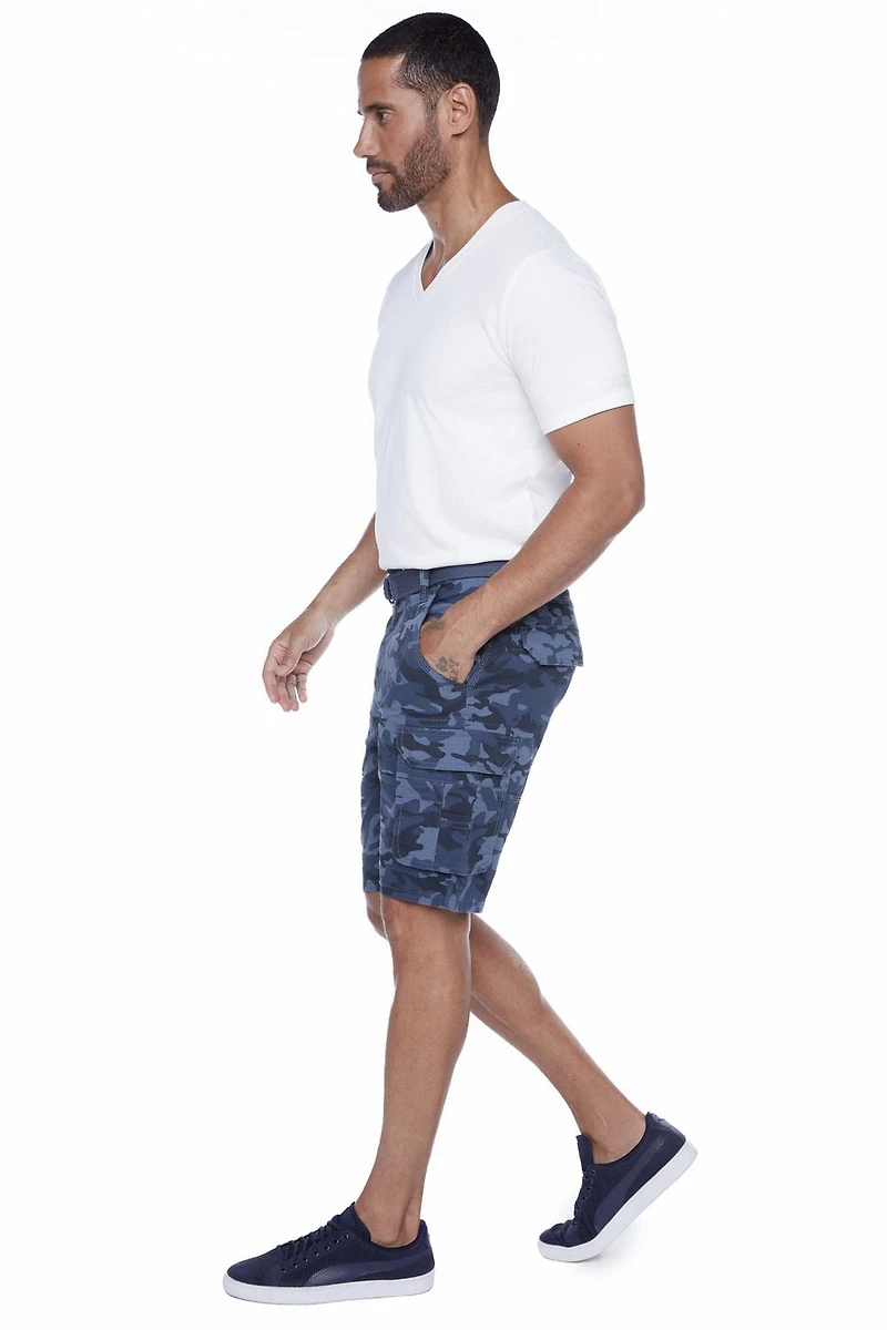 Jeaniologie ™ Short Cargo Ceinturé pour Homme - Camo bleu Taille 28-38