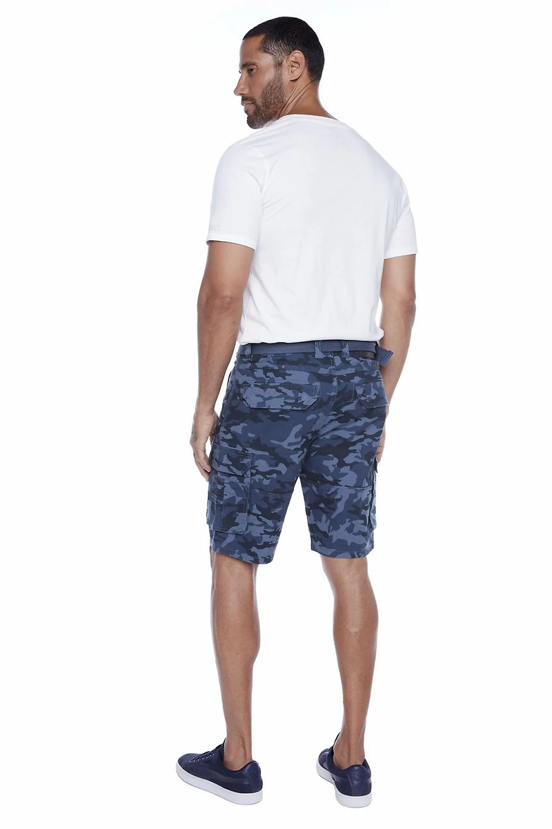 Jeaniologie ™ Short Cargo Ceinturé pour Homme - Camo bleu Taille 28-38