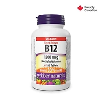 Webber Naturals Timed-Release Vitamin B12 Methylcobalamin 1200 mcg, 80 Tablets