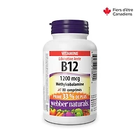 Webber Naturals Timed-Release Vitamin B12 Methylcobalamin 1200 mcg, 80 Tablets
