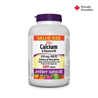 Webber Naturals Ultra Calcium & Vitamin D3 650 mg / 400 IU, 280 Tablets