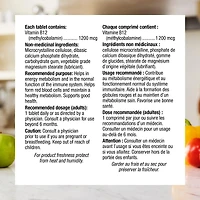 Webber Naturals Timed-Release Vitamin B12 Methylcobalamin 1200 mcg, Helps form red blood cells, 150 Tablets