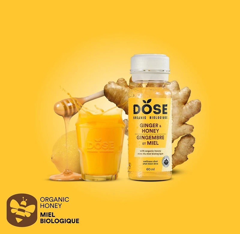 Shots biologiques au gingembre et miel DOSE 4x60mL