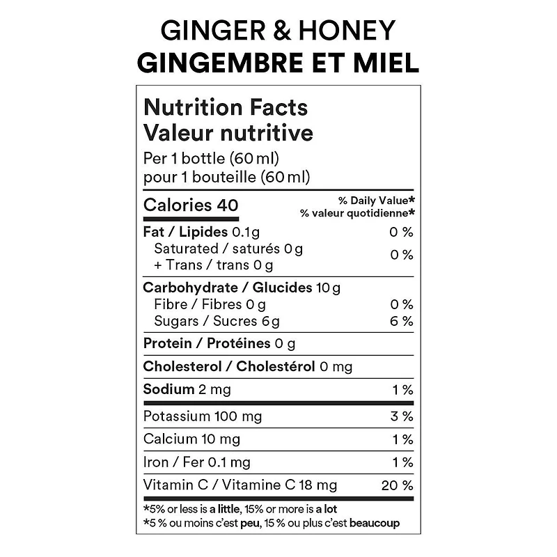 Shots biologiques au gingembre et miel DOSE 4x60mL