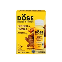 DOSE Organic Ginger and Honey shots, 4x60mL