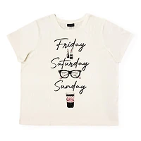 T-shirt à manches courtes et ourlet droit taille plus pour femme