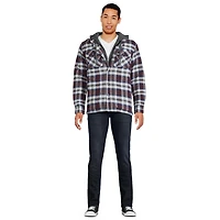 George Men's Flannel Shirt Jacket with Fleece Hood