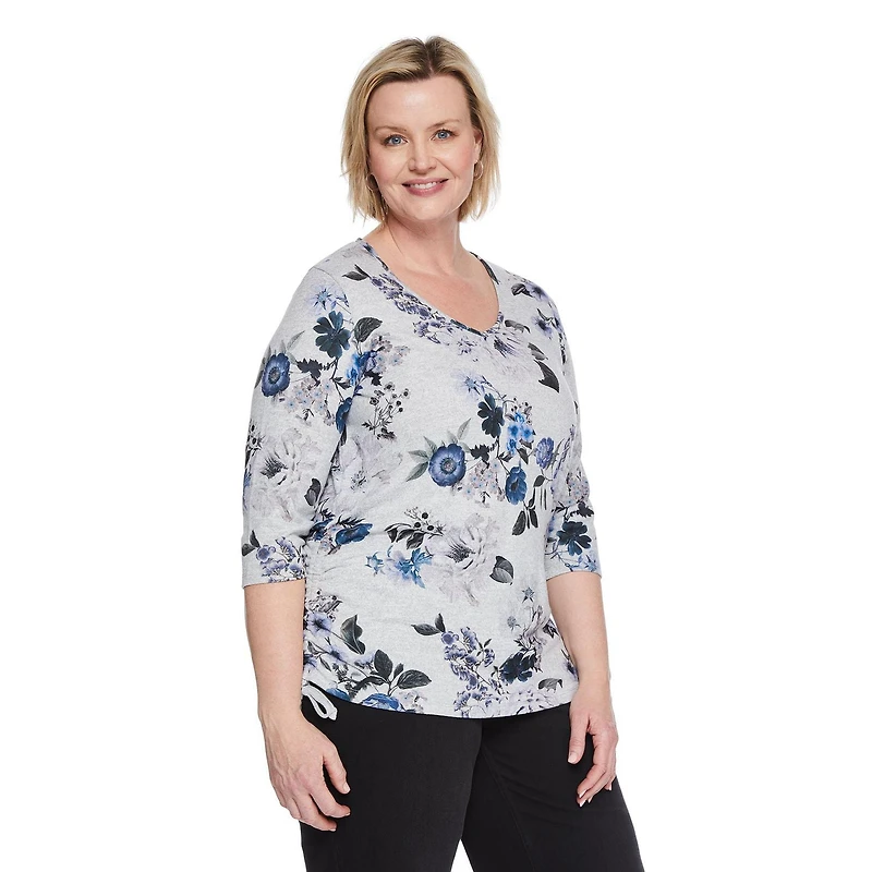 Haut à motif ruché sur les côtés Iyla Plus pour femmes Tailles 1X-4X