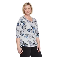 Haut à motif ruché sur les côtés Iyla Plus pour femmes Tailles 1X-4X