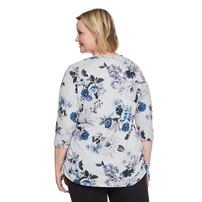 Haut à motif ruché sur les côtés Iyla Plus pour femmes Tailles 1X-4X