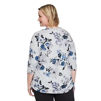 Haut à motif ruché sur les côtés Iyla Plus pour femmes Tailles 1X-4X