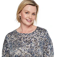 Iyla Women's Plus 3/4 Sleeve Burnout Tee, Sizes 1X-4X