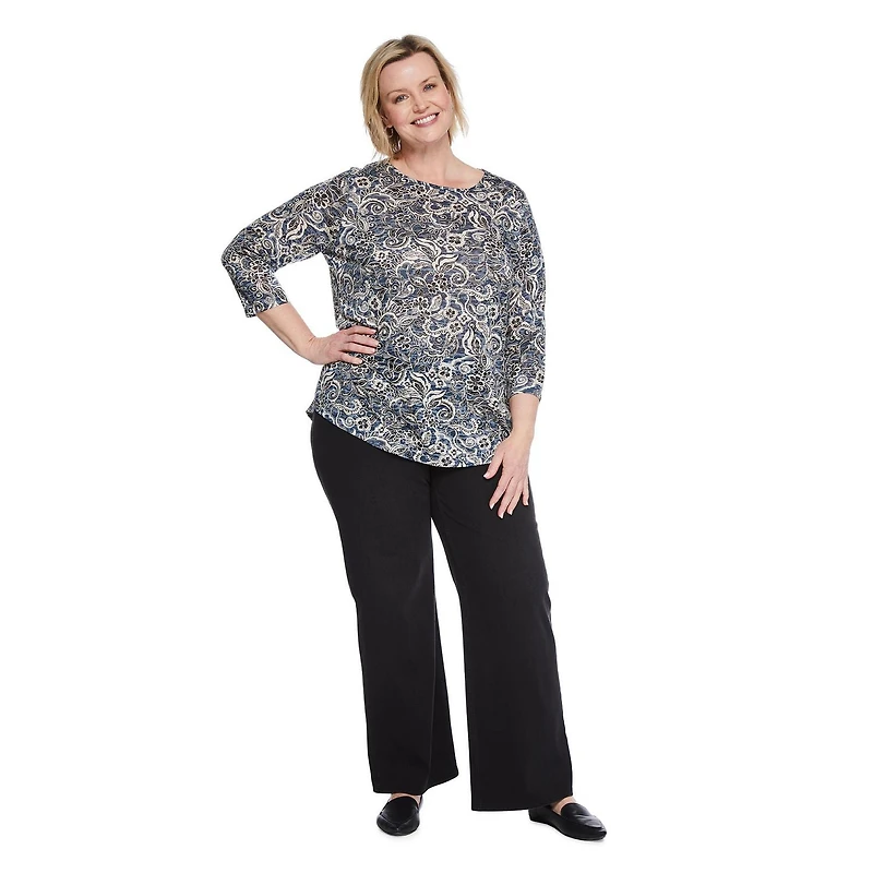 Iyla Women's Plus 3/4 Sleeve Burnout Tee, Sizes 1X-4X